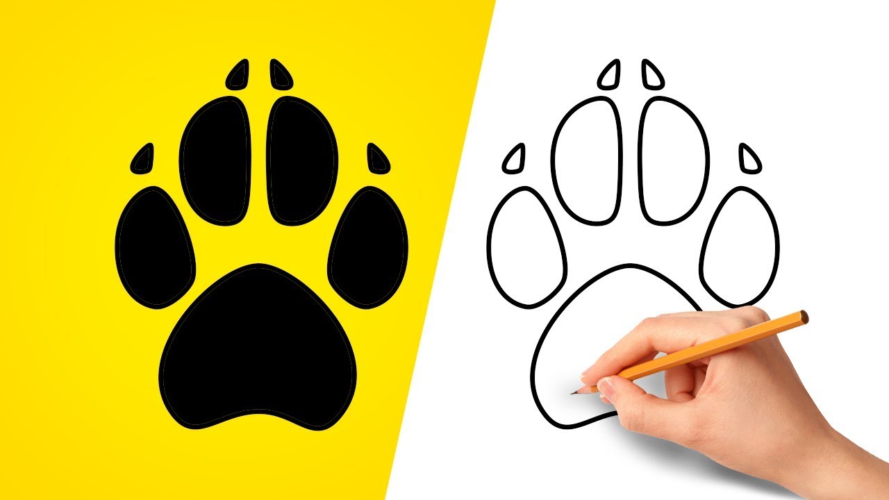 how to draw a paw print